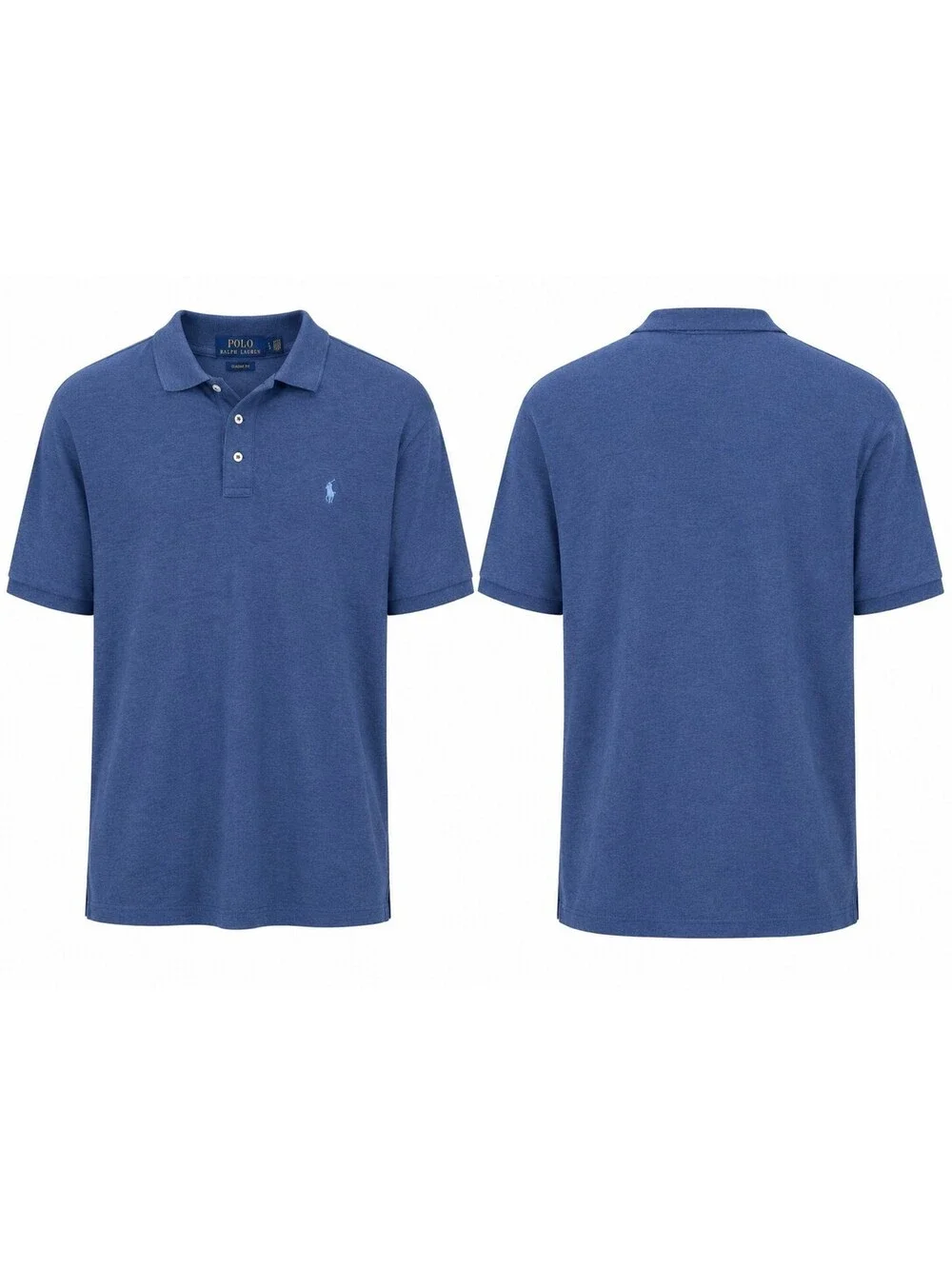 Polo Ralph Lauren Blue Solid Knit Classic Fit Polo Shirt Men's L Logo Button